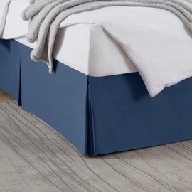 Nestl Falda de Cama Plisada - Microfibra Lujo Rodapié de Cama - Falda de Cama Elegante Moderna - Caída a 35 cms, Individual - Azul Marino