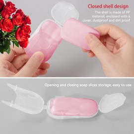 50PCS Portable Soap Sheets, Disposal Mini Thin Hand Wash with PP Case, Scented Hand Washing Paper Soap for Convenient Outdoor