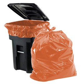 APQ Outdoor Trash Bags Large 43" x 47", Pack of 100 Orange Trash Can Liners, Thin 2 Mil Polyethylene Big Garbage Bags Unscented, Leakproof Waste Basket Bags, 56 Gallons Kitchen Waste Basket Liner