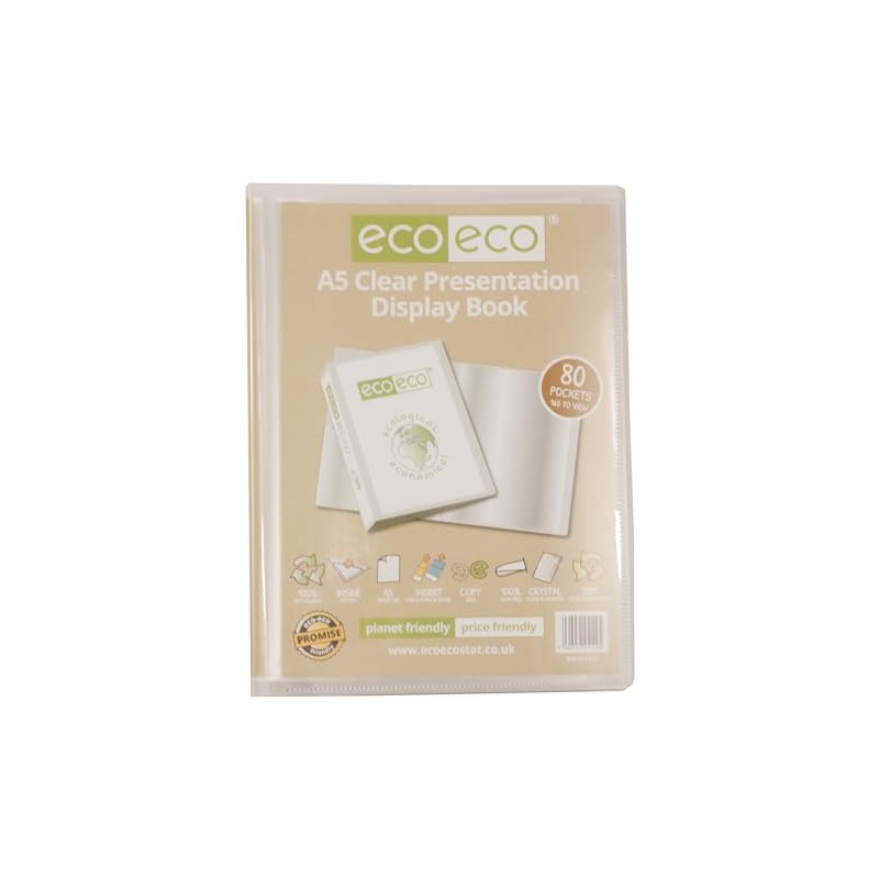 eco-eco A5 Size 50% Recycled 80 Pocket Clear Presentation Display