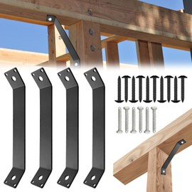 ITEVE.GD 45 Degree Angle Inside Mount Brackets 11-1/8"x1-1/2,Heavy Duty Steel Connector Brackets for Indoor & Outdoor Wood Beam Support,DIY Slant Knee Braces Joint for Pergola,Porch,Log Cabin(4Pack)