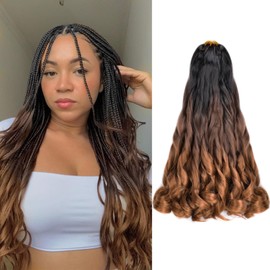 French Curly Braiding Hair 16 Inch Loose Wavy 8 Packs Bouncy Braiding Hair Extensions 75g/Pack Synthetic French Curl Crochet Hair for Black Women (16 Inch,8 Packs,C16)