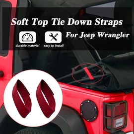 Soft Top Tie Down Straps for Jeep Wrangler Jk,Adjustable Soft Top Straps,Rear Window Straps for Jeep,Red,Pack of 4