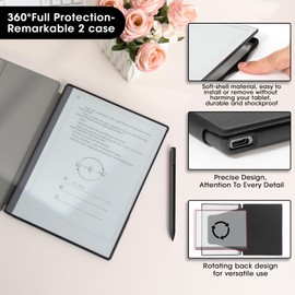 Ex-Writing Case for Remarkable 2 Tablet 10.3", Full Protection Design, Exceptionally Textured Premium UP Leather, Book Folio Design, Lightweight and Minimalistic.(Black)