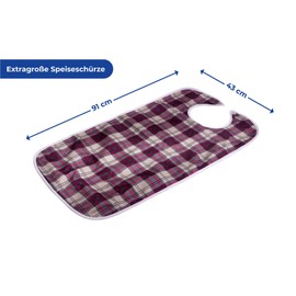 Maximex Dining Apron, Brown/Red Chequered, Easy-Care Bib Apron with Velcro Fastening, Protects Clothes, Protective Eating Apron for Adults with Large Area Does Not Wet Through, 43 x 0.2 x 91 cm, red