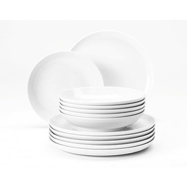 Seltmann Weiden 12 Piece Dinner Service | Lido Plain | 6 Dinner Plates, 6 Soup Plates, White
