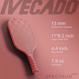 IVECADO Pickleball Paddle Red USAPA Approved Carbon Fiber Surface Honeycomb Core Single Pickle Ball Rackets Gift with Cover for Women and Men