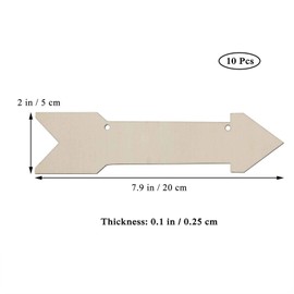 10pcs Blank Wooden Plaque Arrow Shape Unfinished Wood Sign with Ropes DIY Crafts Cutouts for Wedding Birthday Party Decoration, 7.9x2 in