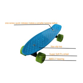 SK8MEMO 17X5inch Blue Kids Skateboard, Mini Skateboard for Beginner with Hign Bounce PU Wheel (Blue)