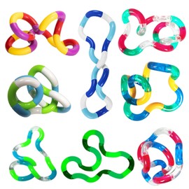 GegXcn 8-PCS Tangle Fidget Toy Set, Sensory Fidget Toys for Adults ADHD Reduce Anxiety, Silent Stress Relief Toys for Kids & Adults, Easter Gifts for Teens Students