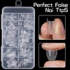 120 PCS Short Almond Nail Tips – 12 Sizes Clear