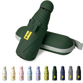 Paraguas de Bolsillo para Lluvia y Sol, HAISHOP Mini Sombrilla Portatil con Protección UV UPF 50+, Paraguas Plegable Ligero con Caja de Almacenamiento, Para Viaje y Diario, Para Mujeres Niños Hombres