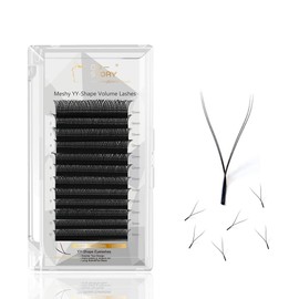 Costory YY Eyelash Extensions Double Tips Weave Art Y Shape False Lashes Premade Fans 4D Volume Soft Natural Hand-woven Blooming Eyelashes Supplies(Thickness 0.07mm C Curl 15mm）