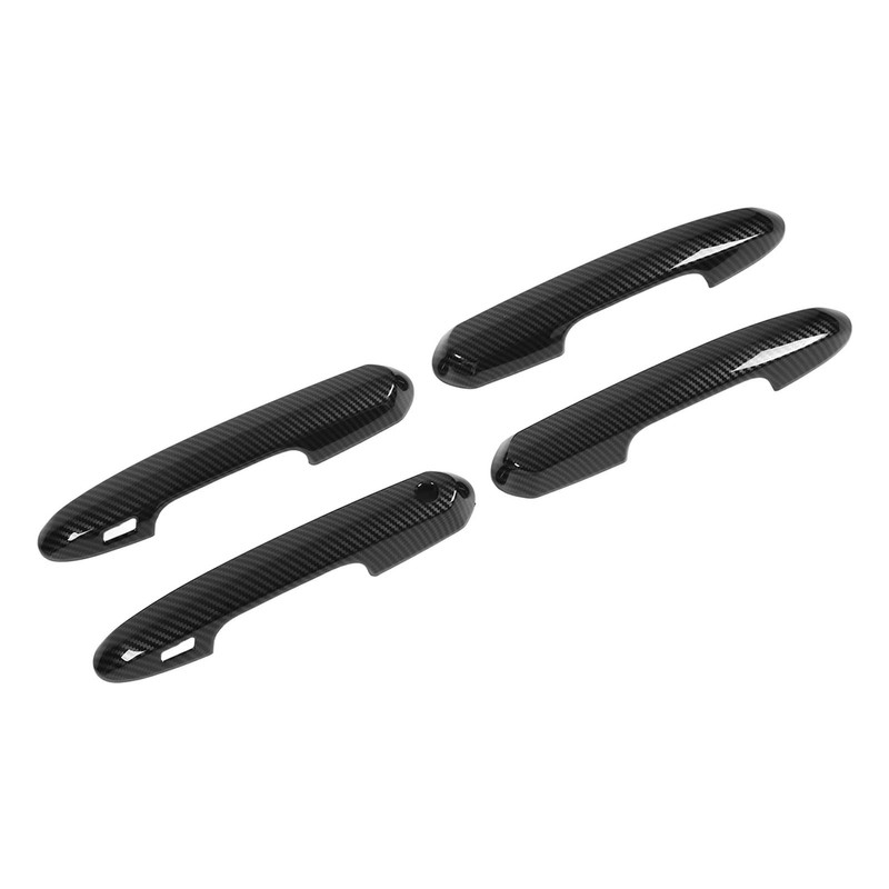 4pcs Gloss Black Carbon Fiber Style Exterior Door Handle Cover