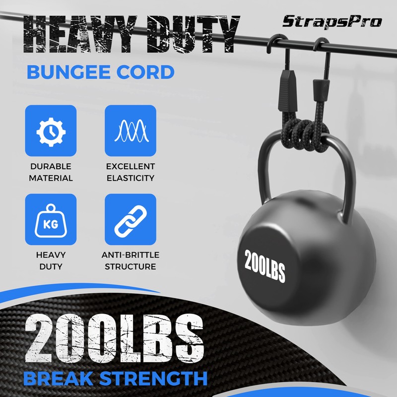 36 Inch Adjustable Bungee Cords with Hooks, 6 Pcs Black