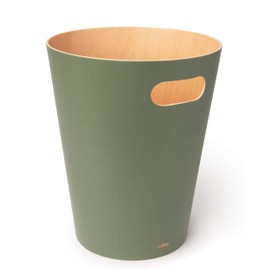 Umbra Woodrow 2 Gallon Modern Wooden Trash Can, Wastebasket, Garbage Can or Recycling Bin for Home or Office, Spruce