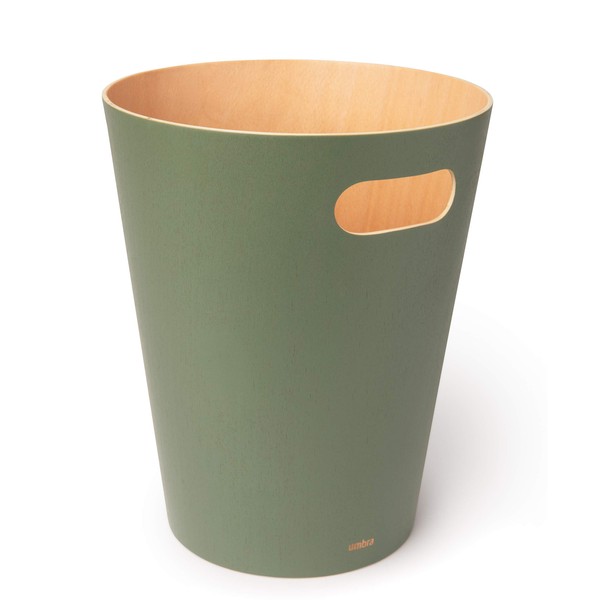 Umbra Woodrow 2 Gallon Modern Wooden Trash Can, Wastebasket, Garbage