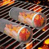 Ockyunoo Stainless Steel Round Silver Rolling Grill Basket for Fish