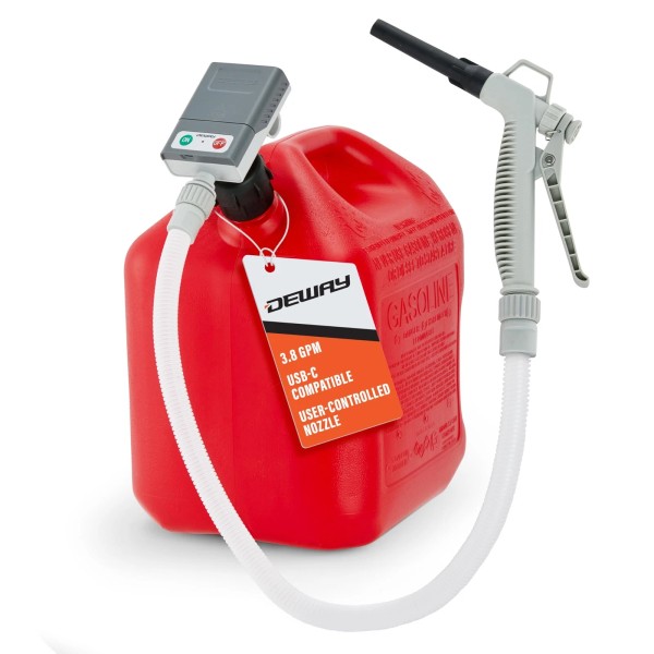 Deway Ultra Fast Can Fuel Transfer Pump, USB & Battery