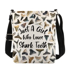 PWHAOO Shark Teeth Design Gift Who Loves Shark Teeth Crossbody Bag Fossil Hunter Travel Bag Sh-ark T-eeth Lover Gift (Who Loves Shark Teeth C)