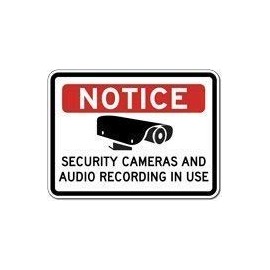 Lilyanaen New Metal Sign Aluminum Sign Notice Security Cameras and Audio Recording in Use Sign for Outdoor & Indoor 12" x 8"