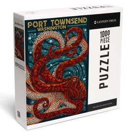 Lantern Press Made in USA Puzzle for Adults - 1000 Pieces, Reference Poster, Premium Box, Port Townsend, Washington, Octopus Mosaic