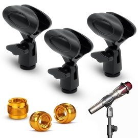 Alethron Microphone Mount, 3 Pack Microphone Holder, Adjustable Microphone Holder for Microphone with Outer Diameter Between 30 mm and 46 mm, with 5/8 Inch Male to 3/8 Inch Microphone Screw Adapter