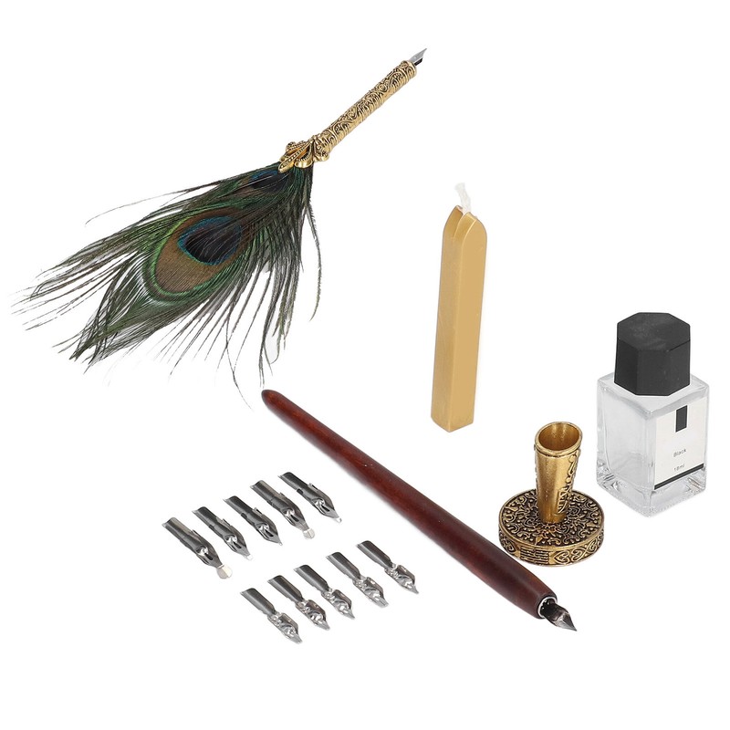 Feather Pen Exquisite Pattern Quaint Texture Comfortable Grip Stainless Steel