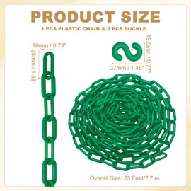PATIKIL 25 Feet Plastic Chain Link, Safety Barrier Chain 0.8x1.4 Inch Buckle Lightweight Waterproof Crowd Control Queue Line Concerts Parking DIY Craft Fence Gate, Green