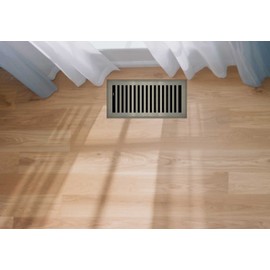 Brushed Nickel Plated Steel Contemporary Register for Floor/Wall Use - 4" x 14"