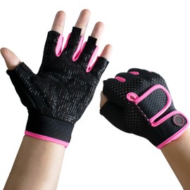 Nesirooh Weight Lifting Gloves Men Women, Gym Gloves for Training, Crossfit, Workout, Rowing, Cycling (Black Pink, M)