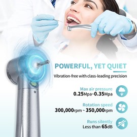 High Speed Handpiece with Std.Head ø12.6mm x H14.6mm: Dental Handpiece with LED Light, 4 Holes Coupling & Air-Turbine Motor: Perfect for Drilling, Grinding & Repairing, 510(K) Approved