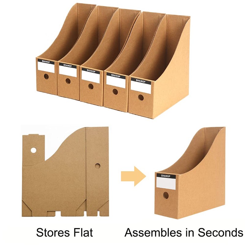 Fiyerna Foldable Desk File Holder Organizer Sturdy Cardboard Magazine Storage
