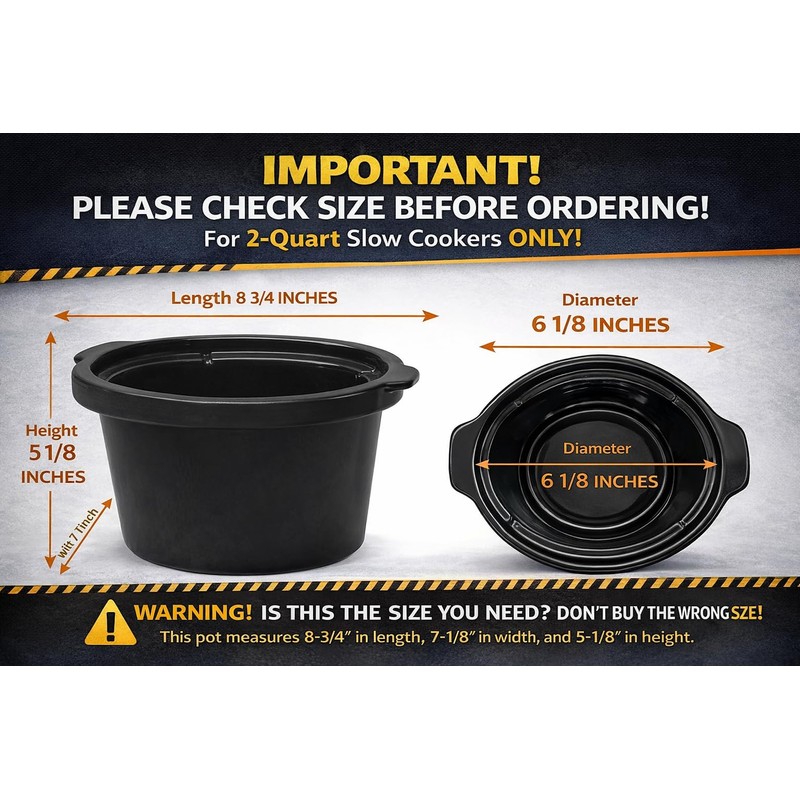 Round 2 qt slow cooker pot replacement, Compatible with 2QT
