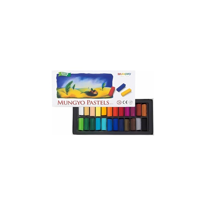 Mungyo Non-Toxic Square Soft Pastel Set - 24 Vivid Colors,
