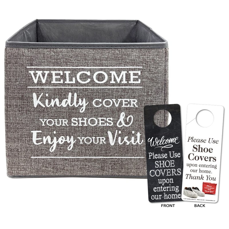 Premium Granite Linen Look Foldable Shoe Cover Bin, Indoor Real