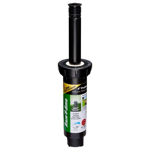 Rain Bird 1804APPR25 Pressure Regulating (PRS) Professional Pop-Up Sprinkler, Adjustable 0° to 360° Pattern, 8' - 15' Spray Distance, 4" Pop-up Height