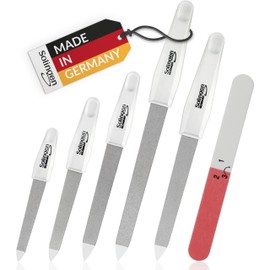 marQus Saphir Nail File Set – High-Quality Six Pack from Solingen, Coarse and Fine Side, 9 to 17.6 cm Length – Professional Sapphite Files for Perfect Nail Care Including Polishing File Made in