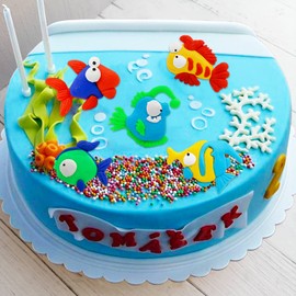 Morofme - Decoración para tartas bajo el mar, 5 piezas, decoración para tartas de pescado, decoración para tartas de cumpleaños del océano, animales del océano, decoración para pasteles de mar, océano, sirena, tema de pesca, cumpleaños, fiesta de baby sh