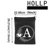 HOLLP Alphabet Black Book Cover A/C/J/K/M/Letter Initial Waterproof Zipper PouchInitial