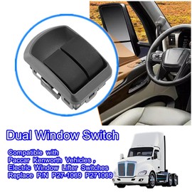 Dual Window Switch,Compatible with Paccar Kenworth Vehicles，Electric Window Lifter Switches Replace P/N P27-1069 P271069 Black
