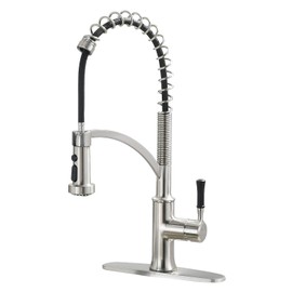 GUUKAR Kitchen Faucet with Pull Down Sprayer, Single Handle Brushed Nickel High Arc Commercial Farmhouse Kitchen Sink Faucet with Deck Plate