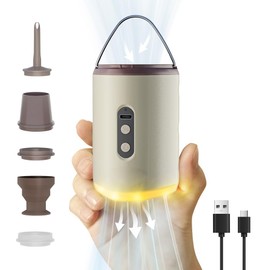 Vlinlvo Tiny Portable Air Pump 8.0KPa Super Power Mini Inflation Pump with 2500mAh USB Rechargeable Battery and Camping Light Suitable for Pool Float,Air Mattress,Swimming Ring,Kayak,Vacuum Bag