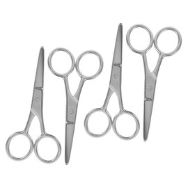 Mikinona Professional Eyebrow Scissors Set 4pcs Stainless Steel Beauty Scissors Trim Nose Hair Beards Eyelashes Compact