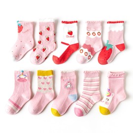 AOIREMON Boys Girls Socks,10 Pairs Soft Cotton Crew Socks For 0-12 Years Old Boys Girls Kids Breathable Infant Ankle Socks For Baby Boy Girl