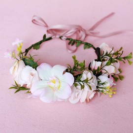 M MEINADILY Flower Crowns for Women, Flower Crown for Girls, Flower Girl Headpiece,Artificial Flowers Bridal Headbands for Bachelorette Party Wedding Day Christmas Festival Party Photography