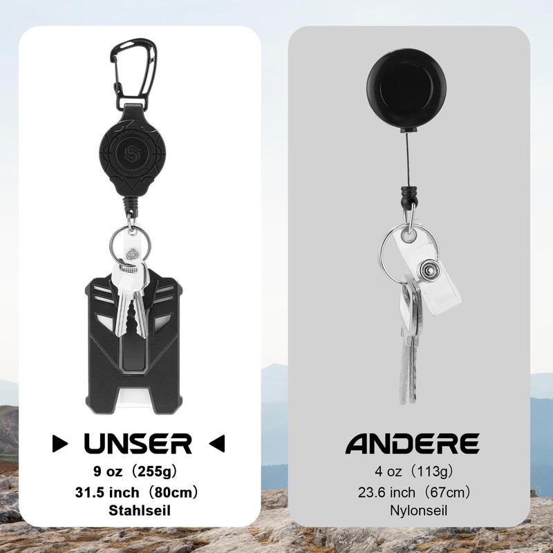 Retractable Key Ring, Extendable ID Card Yo-Yo with 31.5 Inch