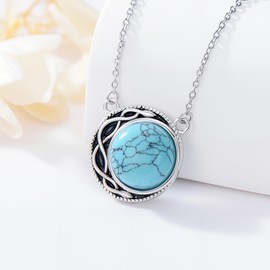 Vavacoy Vintage Turquoise Moon Sun Necklace for Women, 925 Sterling Silver Western Turquoise Jewelry Crescent Moon Celestial Pendant Necklaces for Her