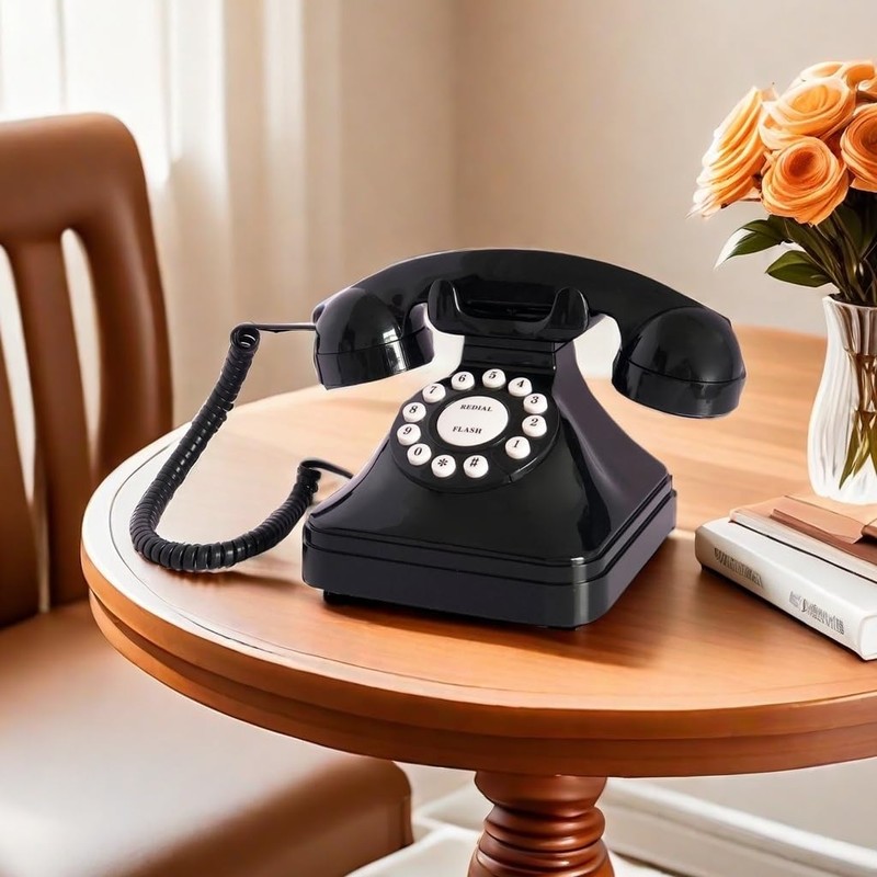 Retro Landline Home Phone,TelPal Corded Old Fashion Desk Phone, Basic