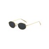 QVKUUT Retro Oval Metal Frame Sunglasses for Men and Women, Gold/Black